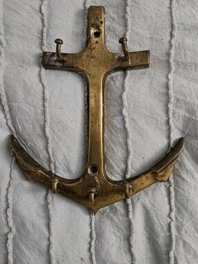 Brass Anchor Wall Hook - Gold Anchor Coat Hanger Keys Pet Lease